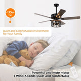 ZUN 52'' Plywood blades ceiling fan with remote control for the living room ,bed room W1592140072