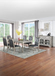 ZUN Formal 1pc Dining Table Only Silver / Grey Finish Antique Design Rubberwood Dining Room Furniture B011138663