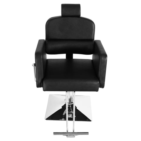 ZUN PVC Leather Cover Galvanized Square Plate With Footrest Reclining Barber Chair 300lbs Black HZ8897B 70318584