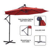 ZUN 10 FT Solar LED Patio Outdoor Umbrella Hanging Cantilever Umbrella Offset Umbrella Easy Open W41917532
