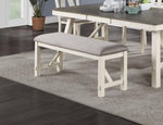 ZUN Dining Room Furniture 1x Bench Gray Fabric Cushion Seat White Clean Lines B01163921