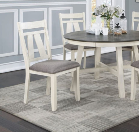 ZUN Dining Room Furniture Set of 2 Chairs Gray Fabric Cushion Seat White Clean Lines Side Chairs B01163917