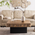 ZUN 41.73"Three-dimensional Embossed Pattern Square Retro Coffee Table with 2 Drawers and MDF Base W757126826