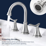 ZUN 2-Handle 8 inch Widespread Bathroom Sink Faucet Brushed Nickel Lavatory Faucet 3 Hole 360&deg; Swivel 01184644