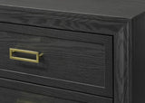 ZUN Glamorous 1pc Modern Glam Style 2-Drawer Nightstand Black Gold Finish Gold-colored Hardware Bedroom B011P144711