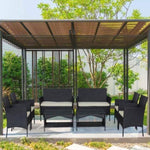 ZUN Patio outdoor rattan furniture -4 piece loveseat +2 armchair+coffie table for garden 4 PC Garden W20901064