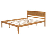 ZUN Platform Bed Frame with Headboard, Wood Slat Support, No Box Spring Needed, Queen, Oak WF212813AAN