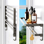 ZUN Towel Racks for Wall Mounted,23.6" Foldable Towel Holder with Two Towel Bars and Hooks, for 40423451