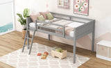 ZUN Twin Size Wood Loft Bed with Ladder, ladder can be placed on the left or right, Gray WF315204AAE