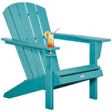 ZUN HDPE All-Weather Outdoor Adirondack Chair with Cup Holder, Fire Pit Chair for Backyard, Deck, Lawn, W2225142497