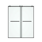ZUN 60 in. W x 76 in. HSliding Frameless Shower Door in Matte Black with Clear Glass W127253518
