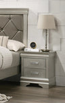 ZUN 1pc Modern Glam Style Two Drawers Nightstand Champagne Finish Solid Wood Crystal-Like Diamond Tufted B01181332