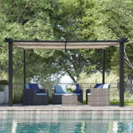 ZUN 13 x 10 Ft Outdoor Patio Retractable Pergola With Canopy Sun shelter Pergola for W419100971