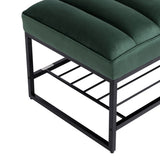 ZUN Green Velvet Channel Tufted Ottoman Bench Accent Upholstered Bendroom End of Bed Bench with Storage W1757125847