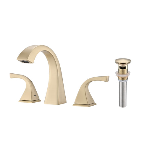 ZUN 2-Handle Bathroom Sink Faucet with Drain, Brushed Gold W122465399