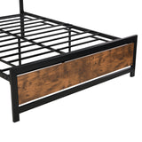 ZUN Metal and Wood Bed Frame with Headboard and Footboard ,Queen Size Platform Bed ,No Box Spring 93877900