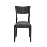 ZUN Set of 2 Padded Leatherette Dining Chairs in Black and Gray Finish B016P156572