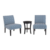 ZUN Modern Style 3pc Set Living Room Furniture 1 Side Table and 2 Chairs Blue Fabric Upholstery Wooden B01146340