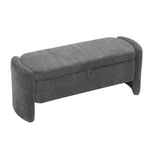 ZUN Ottoman Oval Storage Bench Chenille Fabric Bench with Large Storage Space for the Living Room, W2353P153127
