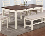 ZUN Classic Dining Room Furniture Rectangular Dining Table 1pc Dining Table Only White Rubberwood Walnut B011120832