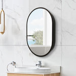 ZUN 24*36 inches Oval Black Metal Framed Wall mount Bathroom Medicine Cabinet with Mirror W1355P154071
