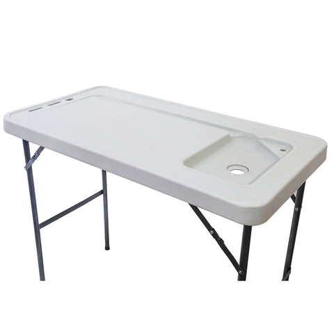 ZUN BXTY118 Outdoor Folding Multifunctional Fish Table Picnic Table with Spray Gun & Faucet White 94112829