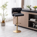 ZUN Bar Stools With Back and Footrest Counter Height Dining Chairs-Leather Black-2PCS/SET W67663271