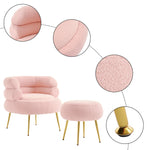 ZUN FCH Teddy Fleece Indoor Armchair With Pedals Pink 46971122