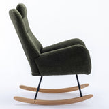 ZUN 35.5 inch Rocking Chair with Pocket, Soft Teddy Fabric Rocking Chair for Nursery, Comfy Wingback W1372105255