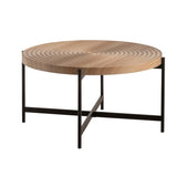 ZUN 33"Modern Thread Design Round Coffee Table , MDF Table Top with Cross Legs Metal Base W75770645