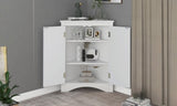 ZUN White Triangle Bathroom Storage Cabinet with Adjustable Shelves, Freestanding Floor Cabinet for Home WF291467AAK