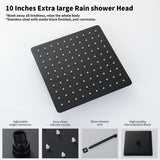ZUN Male NPT Waterfall Tub and Shower Faucet Set, Suntisbo 10-Inch Matte Black Rain Shower System 98675835