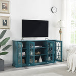 ZUN 63" TV Stand, Sideboard Buffet ,Storage Cabinet, Teal Blue W96570012