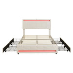 ZUN Full Size Upholstered Bed with LED Light, 4 Drawers and a set of Type C and USB Ports, Velvet, Beige WF316448AAA