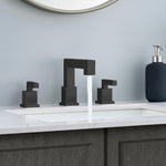 ZUN Matte Black Widespread Bathroom Faucet, Waterfall Bathroom Faucets for Sink 3 Hole, 2-Handles Modern 17348866