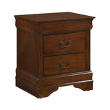 ZUN Classic Louis Philippe Style Brown Cherry Finish 1pc Nightstand of 2x Drawers Traditional Design B01155850