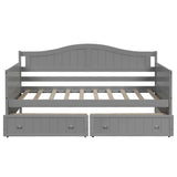 ZUN Twin Wooden Daybed with 2 drawers, Sofa Bed for Bedroom Living Room,No Box Spring Needed,Gray WF192860AAE