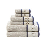 ZUN Embroidered Cotton Jacquard 6 Piece Towel Set B03598776