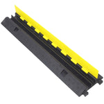 ZUN Cable Protector Ramp, 2 Channels Speed Bump Hump, Rubber Modular Speed Bump Rated 11000 LBS Load W465121324