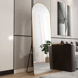 ZUN The 3rd generation aluminum alloy metal frame arched floor mounted wall mirror, upgraded in quality, W1151123677