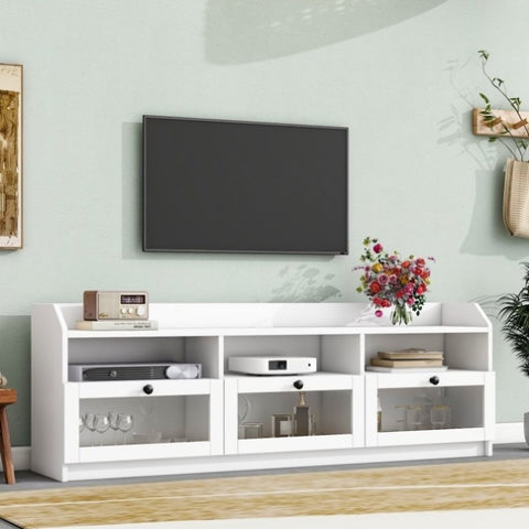ZUN ON-TREND Sleek & Modern Design TV Stand with Acrylic Board Door, Chic Elegant Media Console for TVs WF308424AAK