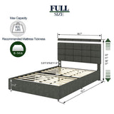 ZUN Vera Full Size Gray Linen Upholstered Platform Bed with Patented 4 Drawers Storage, Square Stitched B083115496