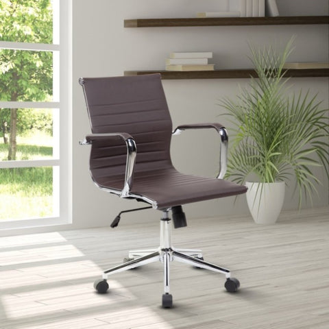 ZUN Techni Mobili Modern Medium Back Executive Office Chair, Chocolate RTA-4602-CH