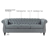 ZUN 84.65" Rolled Arm Chesterfield 3 Seater Sofa. W68061169