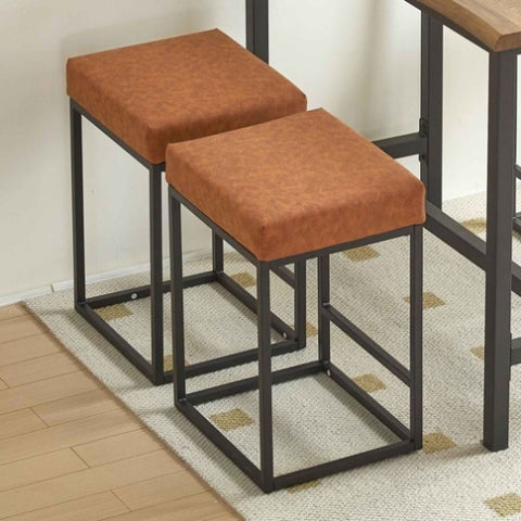 ZUN Brown Pu Upholstered Counter & Bar Stool with Footrest, PU leather W1516P147803