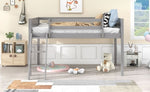 ZUN Twin Size Wood Low Loft Bed with Ladder, ladder can be placed on the left or right, Gray WF313084AAE
