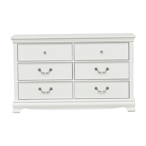 ZUN Classic Traditional Style Dresser of 6x Drawers White Finish Bedroom Antique Handles Wooden B01182191