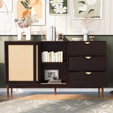 ZUN U_Style Featured Two-door Storage Cabinet with Three Drawers and Metal Handles , Suitable for WF308422AAD