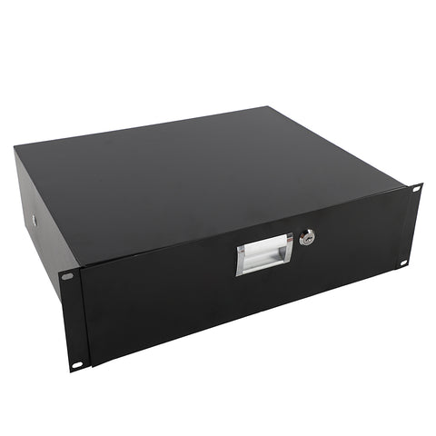ZUN 19" 3U Steel Plate DJ Drawer Equipment Cabinet with Keys Black 04250190