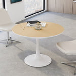 ZUN 42"Modern Round Dining Table with Printed Wood Grain Table Top,Metal Base Dining Table, End Table W75764012